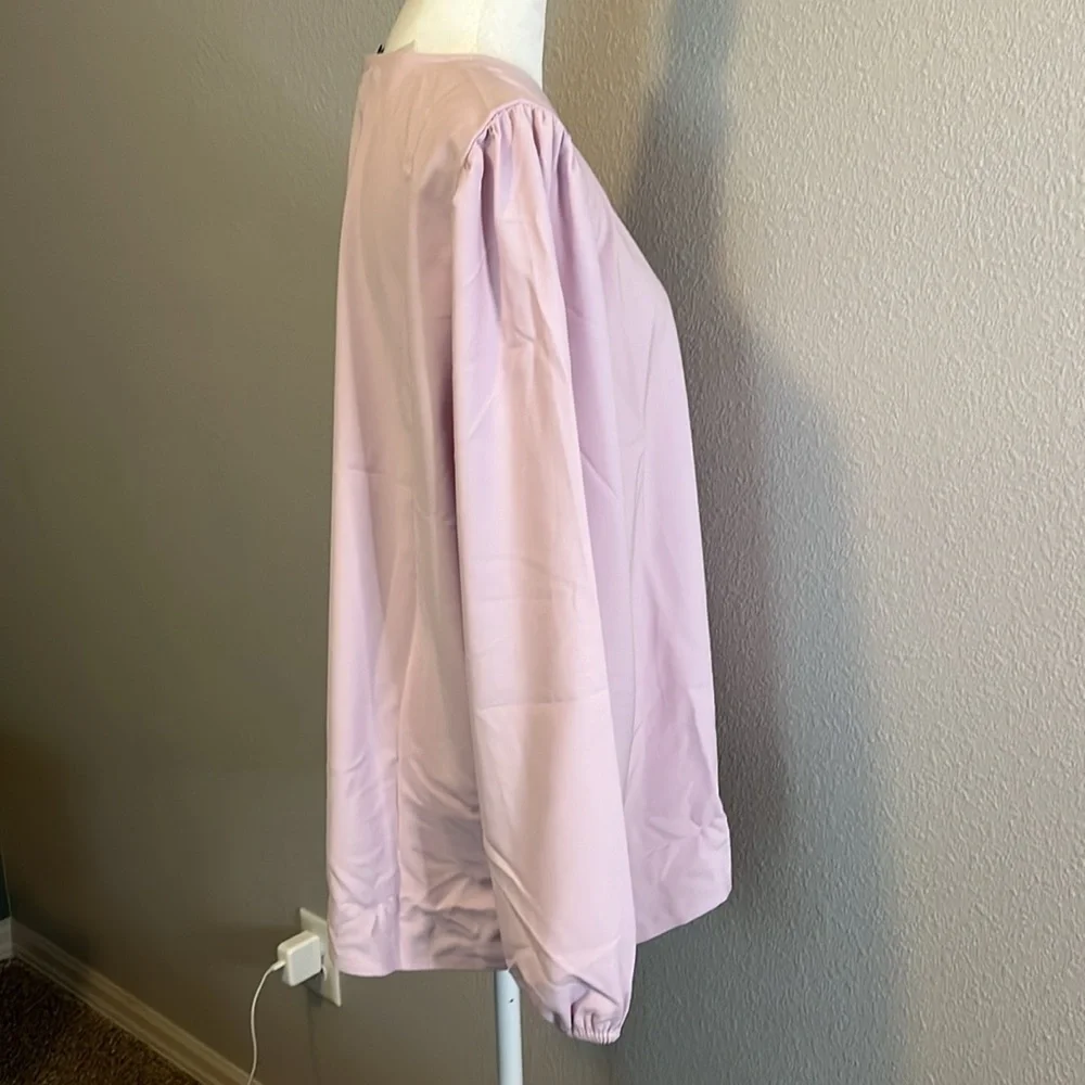 JCrew Puff Sleeve Satin Back Crepe Blouse Pink Size Large Tall NWT